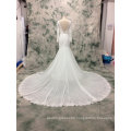 Long Sleeve Cathedral Train Chiffon Fit and Flare Wedding Dress